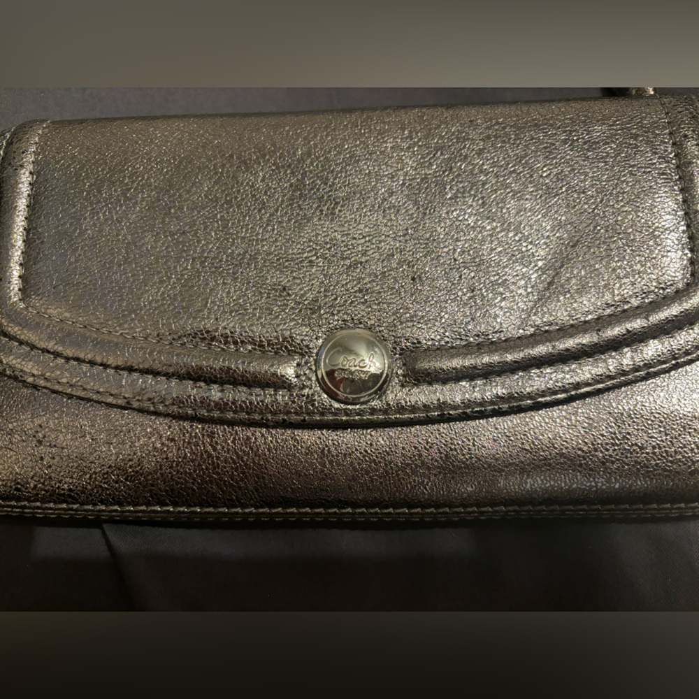 Silver leather Coach Wallet Large